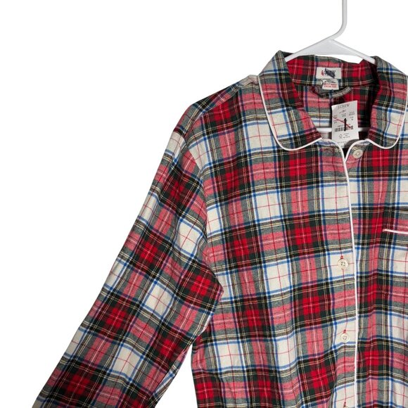 J. Crew Red Flannel Plaid Pajama TOP ONLY Size M BC935 NWT - Picture 2 of 5